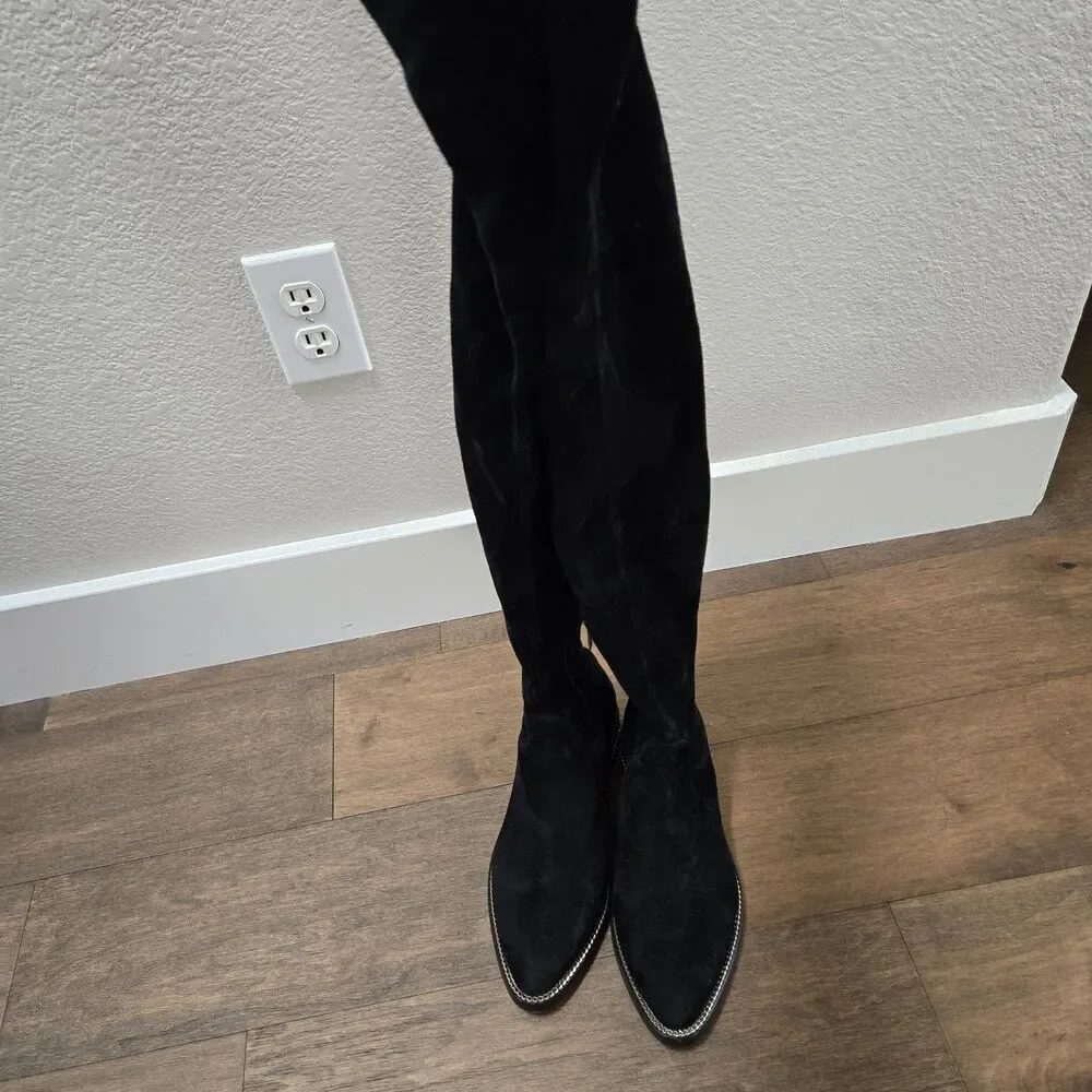 Le Silla Leather Black Over The Knee Suede Boots Size 40